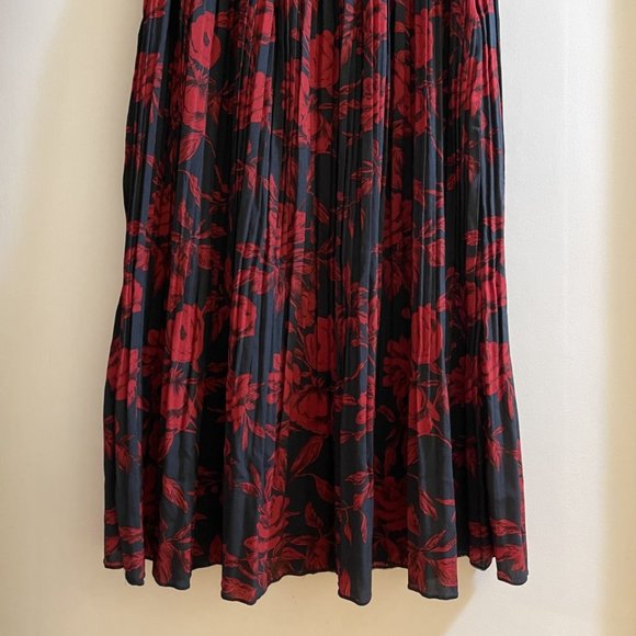 Vince Pleated Midi Skirt Rose Print Size